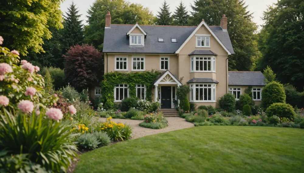 A serene landscape of a house with a beautiful garden, symbolizing the dream of homeownership